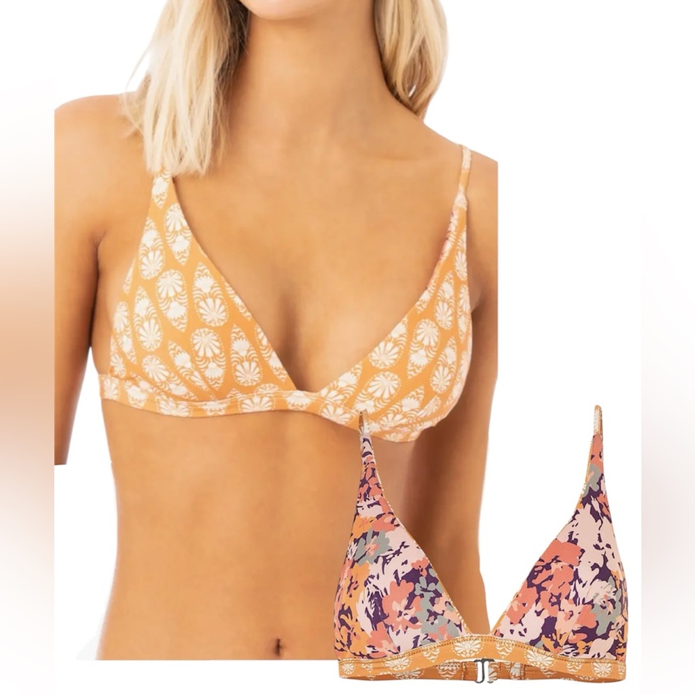 NWT $86 Maaji Ivy Reversible Batik Stamp & Floral Triangle Bikini Top Size XL
